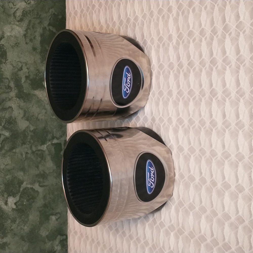 Rare: Ford Classic Logo Stainless Steel Piston-Shaped Beer Can Coozies-Set of 3